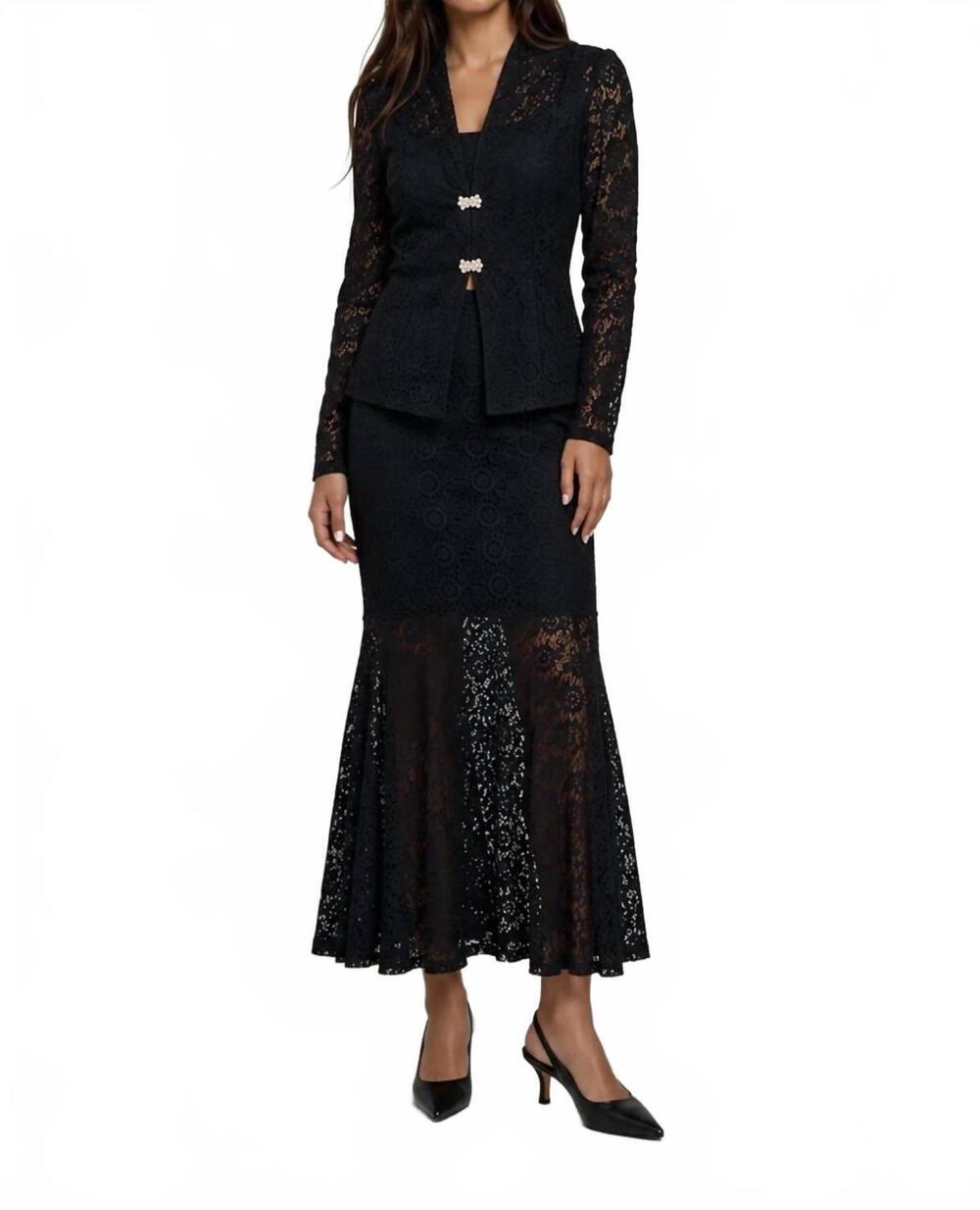NEW AKALIA valentina lace mermaid skirt in black